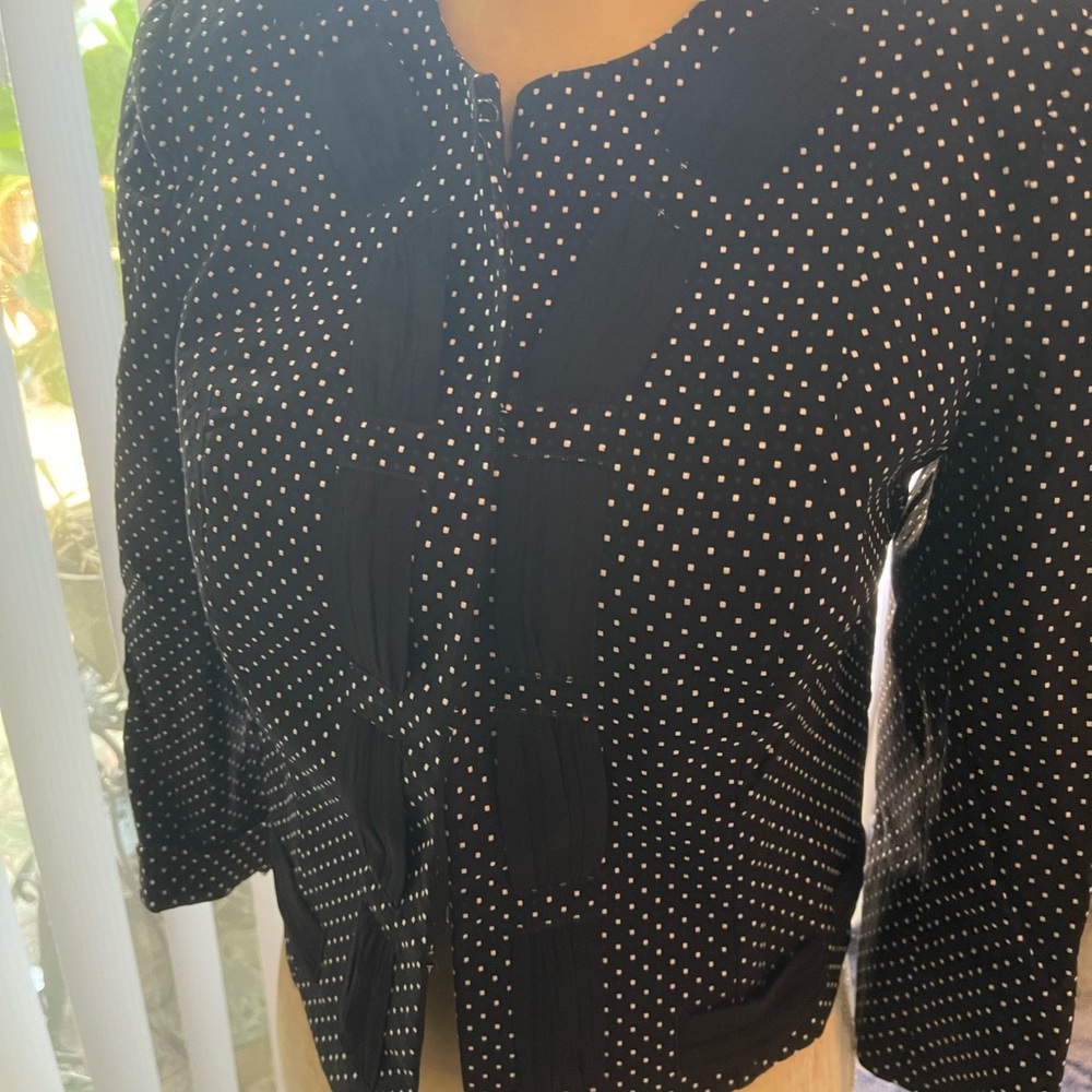 CAbi Black and White Polka Dot Blouse